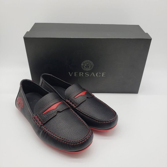 Versace Medusa Leather Loafers Moccasin Black - 39 - Picture 9 of 10